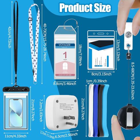 Sherr 15 قطعة من حبال الرحلات البحرية كرنفال أساسيات السفن مع حبال شريط الطاقة مع حامل بطاقة الهوية وحامل بطاقات الأمتعة وأشرطة المناشف وحقيبة هاتف مقاومة للماء للكرنفال (الملاحة) in Saudi Arabia