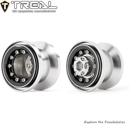 TREAL TRX4MT Beadlock Wheels(4P) Aluminum Upgrades for 1/18 TRX-4MT F-150 K10(Silver-Black) in Saudi Arabia