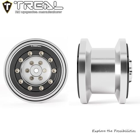 TREAL TRX4MT Beadlock Wheels(4P) Aluminum Upgrades for 1/18 TRX-4MT F-150 K10(Silver-Black) in Saudi Arabia