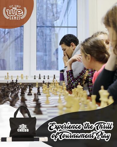 WE Games Best Value Tournament Chess Set - Includes 34 Chess Pieces, Roll Up Vinyl Chess Board, Chess Pieces, Chess Bag and Equalizer Dice, Travel Chess Sets for Adults in Saudi Arabia