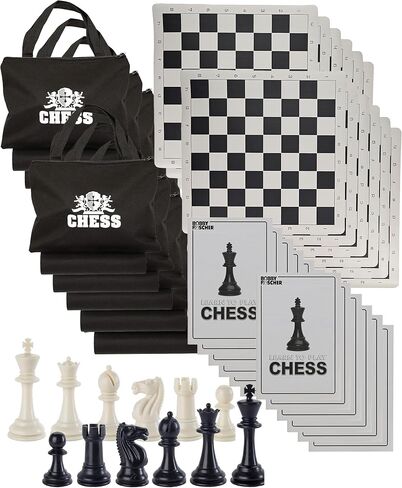 WE Games Best Value Tournament Chess Set - Includes 34 Chess Pieces, Roll Up Vinyl Chess Board, Chess Pieces, Chess Bag and Equalizer Dice, Travel Chess Sets for Adults in Saudi Arabia