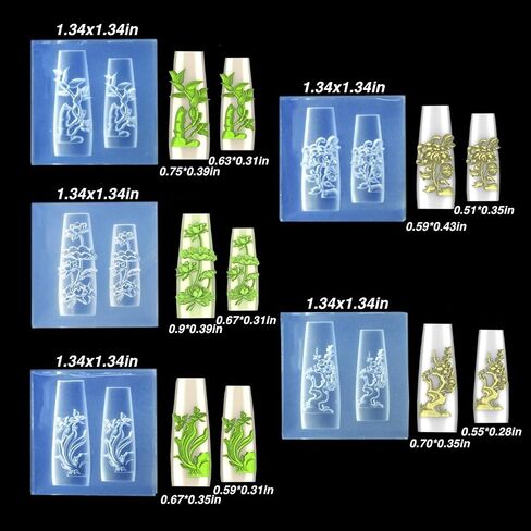 Nail Art Embossing Mold 3D Rose Flowers Chinese Loong Carving Mold Nail Art Decor Making Tool Resin Casting Mold (Rose Flowers) in Saudi Arabia