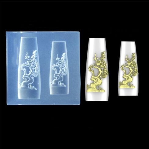 Nail Art Embossing Mold 3D Rose Flowers Chinese Loong Carving Mold Nail Art Decor Making Tool Resin Casting Mold (Rose Flowers) in Saudi Arabia