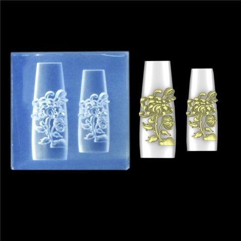 Nail Art Embossing Mold 3D Rose Flowers Chinese Loong Carving Mold Nail Art Decor Making Tool Resin Casting Mold (Rose Flowers) in Saudi Arabia