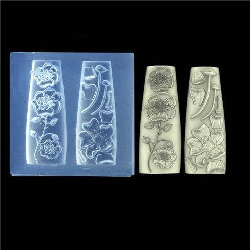Nail Art Embossing Mold 3D Rose Flowers Chinese Loong Carving Mold Nail Art Decor Making Tool Resin Casting Mold (Rose Flowers) in Saudi Arabia
