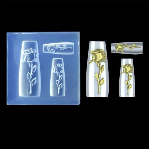 Nail Art Embossing Mold 3D Rose Flowers Chinese Loong Carving Mold Nail Art Decor Making Tool Resin Casting Mold (Rose Flowers) in Saudi Arabia
