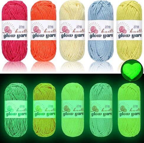 WILLBOND 10 Rolls Glow in The Dark Yarn Luminous Crochet Yarn for Crocheting DIY Knitting Glow Fingering Sewing Supplies for Arts Crafts Sewing Party Supplies, 54.7 yd Per Roll (Vibrant Colors) in Saudi Arabia