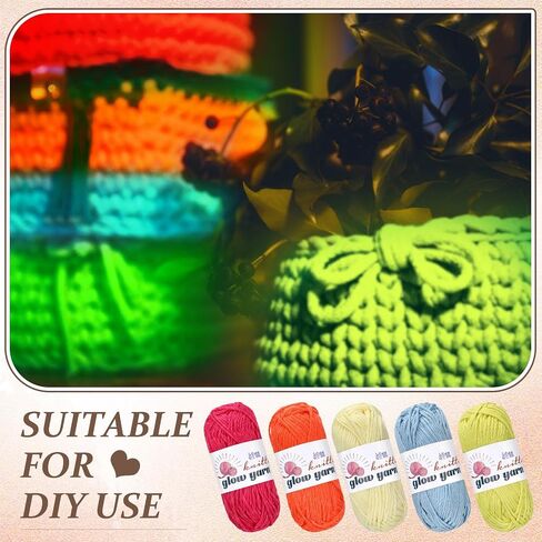 WILLBOND 10 Rolls Glow in The Dark Yarn Luminous Crochet Yarn for Crocheting DIY Knitting Glow Fingering Sewing Supplies for Arts Crafts Sewing Party Supplies, 54.7 yd Per Roll (Vibrant Colors) in Saudi Arabia