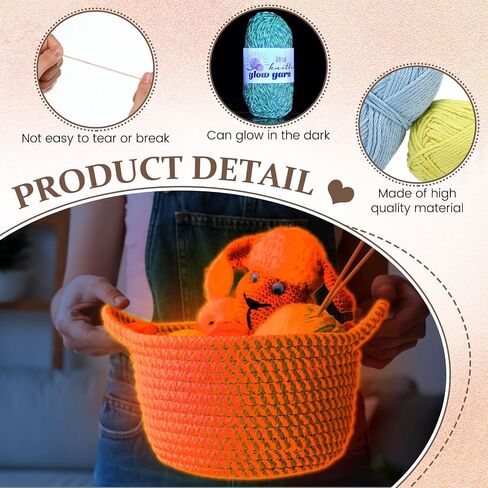 WILLBOND 10 Rolls Glow in The Dark Yarn Luminous Crochet Yarn for Crocheting DIY Knitting Glow Fingering Sewing Supplies for Arts Crafts Sewing Party Supplies, 54.7 yd Per Roll (Vibrant Colors) in Saudi Arabia