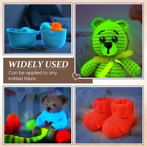 WILLBOND 10 Rolls Glow in The Dark Yarn Luminous Crochet Yarn for Crocheting DIY Knitting Glow Fingering Sewing Supplies for Arts Crafts Sewing Party Supplies, 54.7 yd Per Roll (Vibrant Colors) in Saudi Arabia