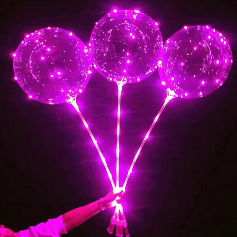 10 Pack LED Bobo Balloons with Stick and Pump,Transparent LED Light Up Balloons,with String Lights for Party Birthday Wedding Festival Decorations (White) in Kuwait