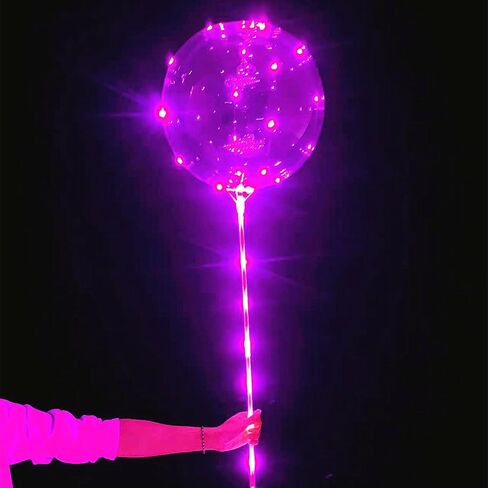 10 Pack LED Bobo Balloons with Stick and Pump,Transparent LED Light Up Balloons,with String Lights for Party Birthday Wedding Festival Decorations (White) in Kuwait