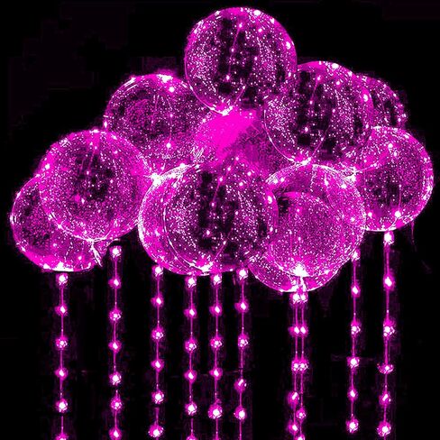 10 Pack LED Bobo Balloons with Stick and Pump,Transparent LED Light Up Balloons,with String Lights for Party Birthday Wedding Festival Decorations (White) in Kuwait