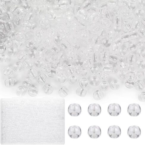 200 pcs 10×12mm Hair Beads, Clear Large Hole Beads for Hair, Jumbo Hair Beads, Hair Beads for Braids, Acrylic Beads for Craft, Large Pony Beads, Big Beads for Hair in Saudi Arabia
