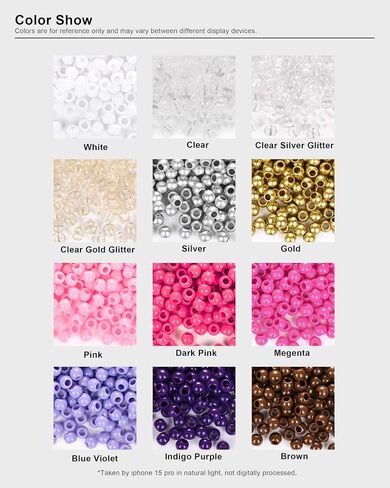 200 pcs 10×12mm Hair Beads, Clear Large Hole Beads for Hair, Jumbo Hair Beads, Hair Beads for Braids, Acrylic Beads for Craft, Large Pony Beads, Big Beads for Hair in Saudi Arabia