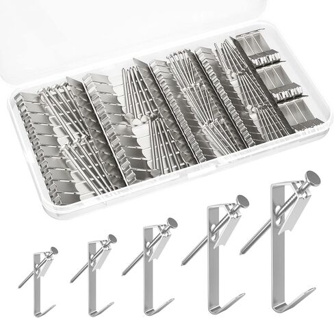 Picture Hooks - 150 PCS Picture Hanging kit with Nails for Drywall Wooden Wall - 5 Sizes Including 10/20/30/50/100lb Picture Hangers Hooks (Silver) in Saudi Arabia