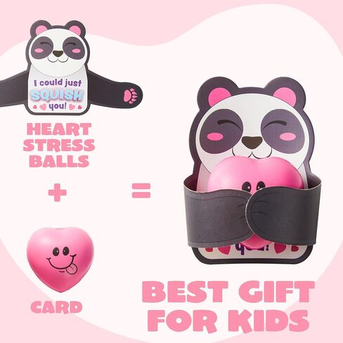 JOYIN 28 Packs Heart Stress Ball with Valentine Cards Heart Shape Squishy Toy Stress Relief Fidget Toy with Valentine’s Greeting Cards for Kids Valentine's Day Gifts Party Favors, Classroom Exchange in Saudi Arabia