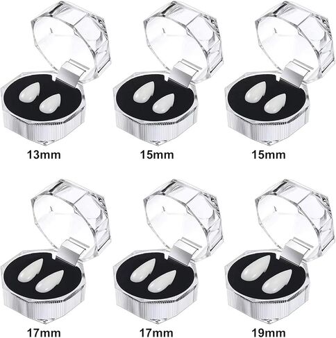 4 Sizes 6 Pairs Vampire Fangs Fake Teeth with Adhesive Tooth Kits for Kids Adult Halloween Party Cosplay Prop Decoration Vampire Teeth White Horror 13mm, 15mm, 17mm 19mm - Party Dress Up Accessories in Kuwait