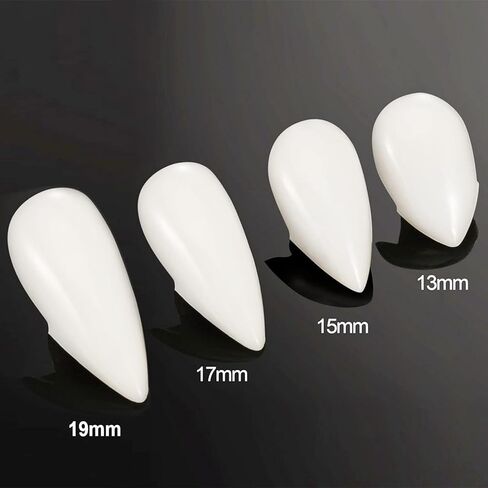 4 Sizes 6 Pairs Vampire Fangs Fake Teeth with Adhesive Tooth Kits for Kids Adult Halloween Party Cosplay Prop Decoration Vampire Teeth White Horror 13mm, 15mm, 17mm 19mm - Party Dress Up Accessories in Kuwait
