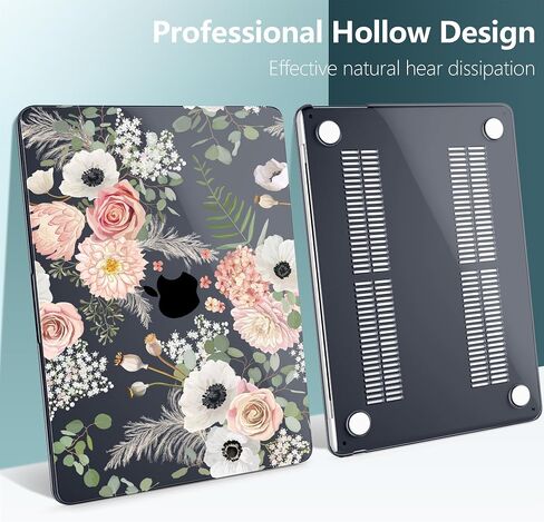 DONGKE for M3 MacBook Air 13.6 Inch Case 2025 2024-2022 A3113 A2681 M2 Touch ID, Plastic Hard Shell & Keyboard Cover & Screen Protector & Type C Adapter for MacBook Air M2 13 inch, Florals in Saudi Arabia