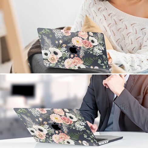 DONGKE for M3 MacBook Air 13.6 Inch Case 2025 2024-2022 A3113 A2681 M2 Touch ID, Plastic Hard Shell & Keyboard Cover & Screen Protector & Type C Adapter for MacBook Air M2 13 inch, Florals in Saudi Arabia