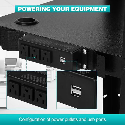 Av Cart, 26 Inch Height 2-Layer Av Cart, Media Cart with Power Strip, Heavy- Duty Av Car with 4 Rolling Casters and 2 Locking Brakes for Presentations Office and Schools in Saudi Arabia