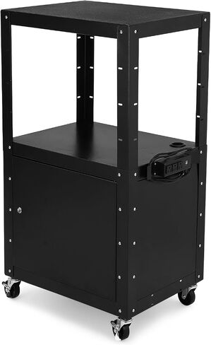 Av Cart, 26 Inch Height 2-Layer Av Cart, Media Cart with Power Strip, Heavy- Duty Av Car with 4 Rolling Casters and 2 Locking Brakes for Presentations Office and Schools in Saudi Arabia