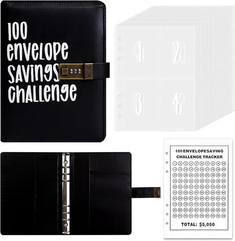 [Money Safer]100 Envelopes Money Saving Challenge Binder with Lock - A5 Savings Book & 100 Pockets printed with Numbers & Tracker Sheets, Pink in Saudi Arabia