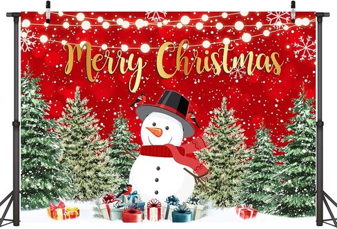 Sensfun Christmas Backdrop for Photography Merry Christmas Banner Party Decorations Winter Snowman Xmas Tree Photo Backdrops Background for Family New Years Eve Supplies Props Wall Indoor Decor 7x5ft in Kuwait