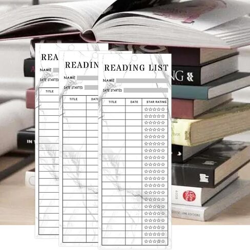 Book Tracker Bookmarks Stacked Books Design Bookmarks Double-Sided Reading Page Markers Bookmarks for Book Lovers 3 x 8 Inch Reading List Bookmark Libraries Reading Cards 50 Pack in Kuwait