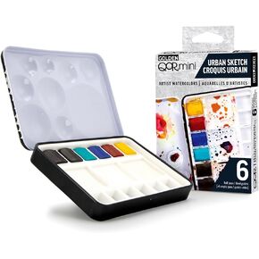 QoR Urban Sketch Half Pan Set by GOLDEN, 6 Half Pan Watercolors, Professional Watercolor Paint Set