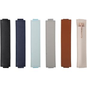 6pcs Elastic Band Pen Holder, PU Leather Pen Sleeve Pouch Journal Pencil Holder Adjustable Elastic Band Pen Holder for Notebook, Planners, Binders and Books (6 Colors)