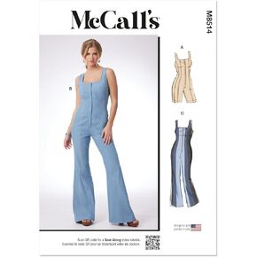 McCall's M8514AA Misses' and Women's Corset Style Romper and Jumpsuits Sewing Pattern Packet by Diane von Furstenberg, Design Code M8514, Sizes 10-12-14-16-18
