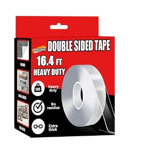 Double Sided Tape Heavy Duty, 1.2 Inch x16.4 FT(200 in), Extra Large Reusable Clear Adhesive Tape, Removable Wall Tape,Strong Sticky Carpet Tape, Command Strips Alternative for Walls, Posters