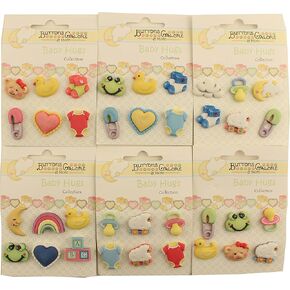 Buttons Galore Baby Hugs 3D Buttons-Set of 6 Cards