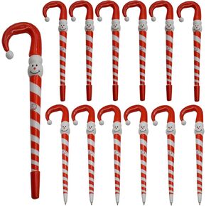 Maydahui 12 PCS Candy Cane Shaped BallPoint Pen Christmas Snowman Umbrella Pens Blue Ink Design for Christmas Party Stationery Supplies