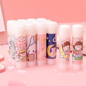 Solid Glues, Kawaii Cartoon Solid Glue Stick Strong Adhesives for Student Stationery DIY Craft High Viscosity School Supplies (5pcs Random Pattern)