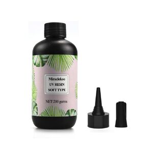 UV Resin Clear Soft 200g UV Curing Epoxy Resin Soft UV Glue Ultraviolet Curing Solar Cure Resin Sunlight Activated Resin for DIY Jewelry Making Casting & Coating