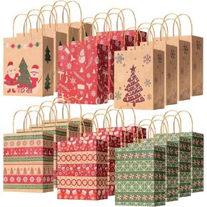 Mr. Pen- Christmas Gift Bags with Handles, 24 Packs, 6 Styles, Christmas Paper Bags, Christmas Bags for Gifts, Holiday Gift Bags Christmas Gift Bag, Christmas Bag, Xmas Gift Bags, Xmas Bags