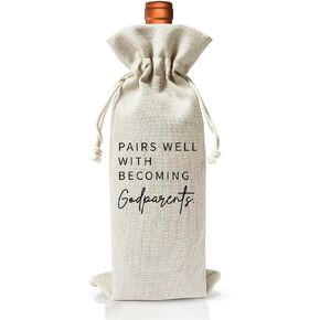 Godfather Proposal Gift Wine Bag, Pairs Well With Becoming A Godfather, Appreciation Christening Thank You Gift For New Godfather, Baby Shower or Party Favor, Baptism Decor, Baby Announcement Gift