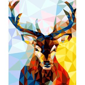 Ciuduled Paint by Number-Geometric Reindeer Portrait,Paint by Numbers Kit for Adults Beginner,Adult Paint by Numbers Kits, Paint by Number for Adults Canvas,Interior Decoration,Christmas Gift