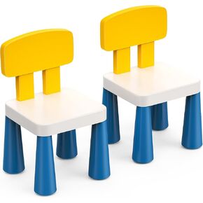 Arscniek 2Pcs Plastic Toddler Chair, Lightweight and Sturdy Kids Chair, 17" Height Little Seat Chairs for Home, Kindergarten, Playroom, Lawn, Beach, Indoor or Outdoor Use for Girls Boys Age 3-7 (Blue)