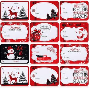 Funrous 120-count Large Foil Christmas Gift Tag Stickers Self Adhesive Xmas Name Tag Labels Present Stickers Vintage Merry Christmas Gift Wrapping Sticker for Present Decor Holiday Party Supplies