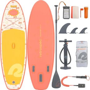 Retrospec Weekender Nano Inflatable Stand Up Paddle Board for Kids Includes Paddle, Pump and Accessories 8", Lightweight iSup, Puncture Resistant Inflatable Kids Paddle Board