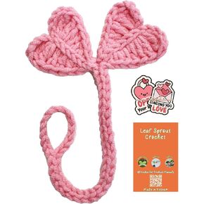 Crochet Heart Leaf Sprout, Handmade Valentine's Gift Idea, Ideal Corner Bookmark for Bookworms, Unique Headphone Accessory and Cable Tie Crochet Cable Tie, Crochet Cord Organizer