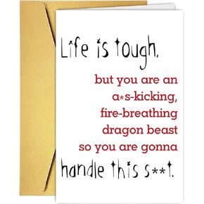 Funny Get Well Soon Cards for Him Her, Humorous Encouragement Support Gift for Friend, Thinking of You Card, Speedy Surgery Recovery Gift - Life is tough