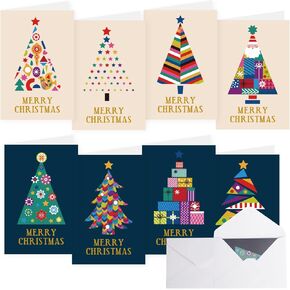 DERAYEE 16 Pack Christmas Cards, 4x6 Inch Gold Foil Merry Christmas Cards with Envelopes & Stickers, Bulk Holiday Greeting and New Years Cards for Family and Friends