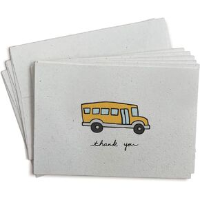 School Bus Thank You Cards - 24 Greeting Cards with Envelopes - School Thank You Notecards For Teacher Appreciation