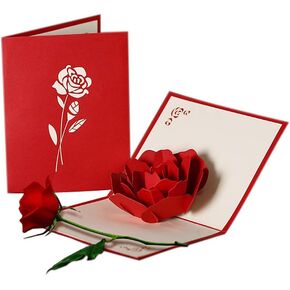 Handmade 3D Pop Up Rose Flower Birthday Cards Creative Greeting Cards Papercraft (ROSE)
