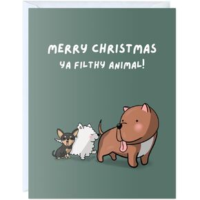 Dog Christmas Card, Holiday Card Quality Xmas Greeting for Husband Wife Girlfriend Boyfriend Friend (1 Card - A-Hole Lot of Joy ... Wiener Dog)